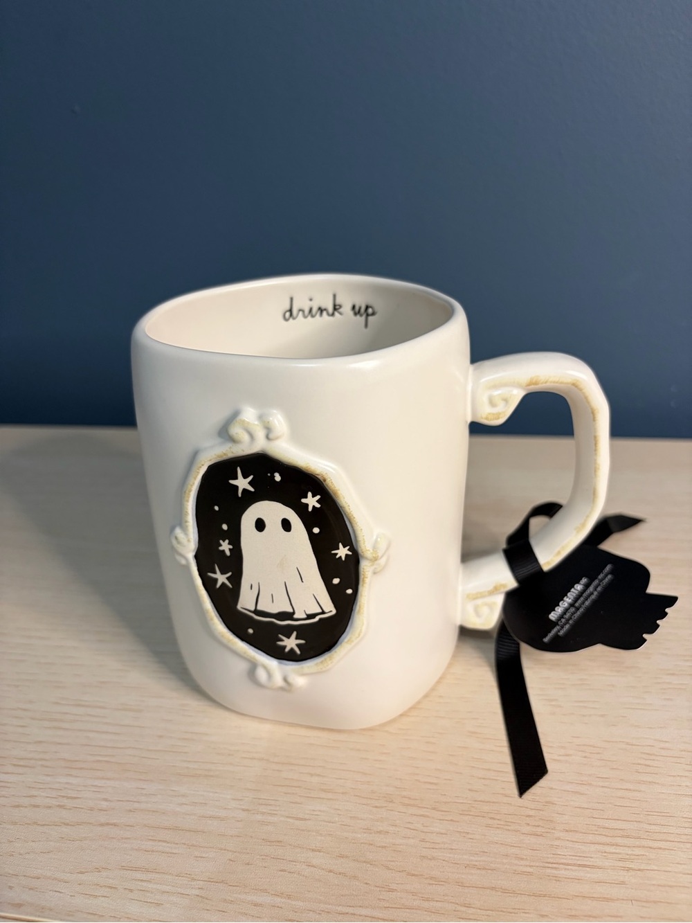 Rae Dunn Cream and Black Ghost Frame Mug